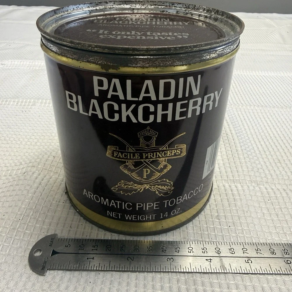 Vintage Paladin‎ Blackcherry Aromatic Pipe Tobacco Tin Can 14oz Empty